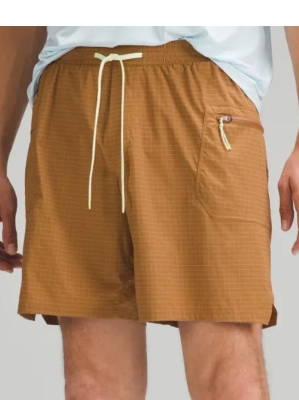 LuluLemon men’s Large Hike to swim ripstop 8” shorts trunks workout tan yellow L